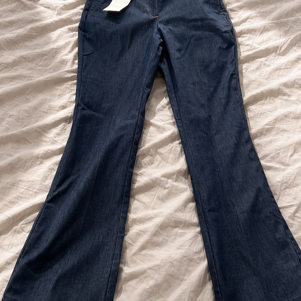 ZARA CONTRAST SEAM PANTS (Indigo)